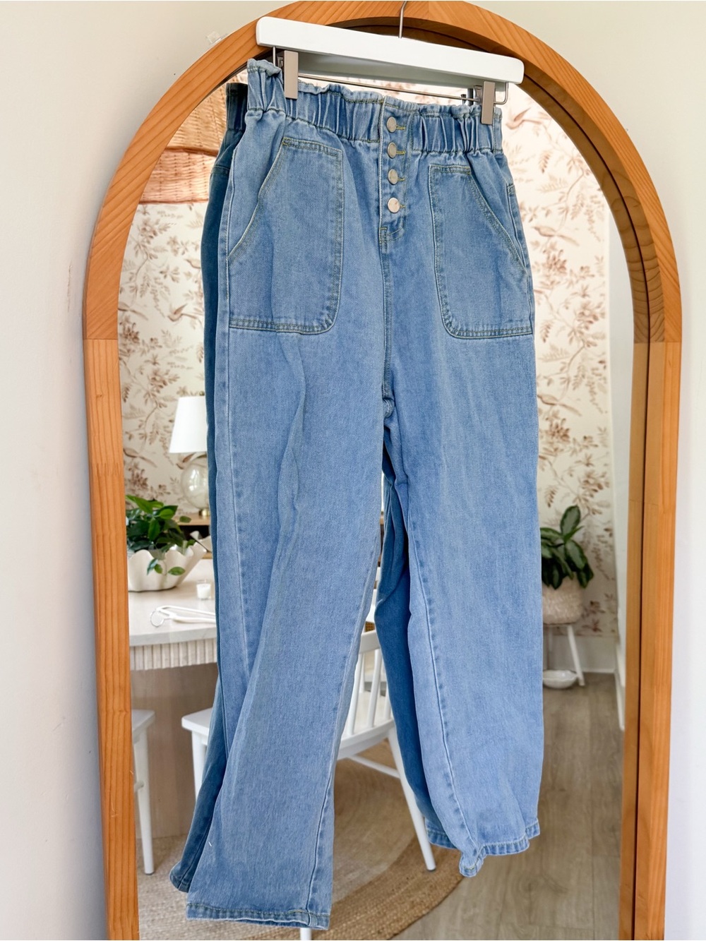 Princess Polly Light Blue Paperbag High-Rise Jeans